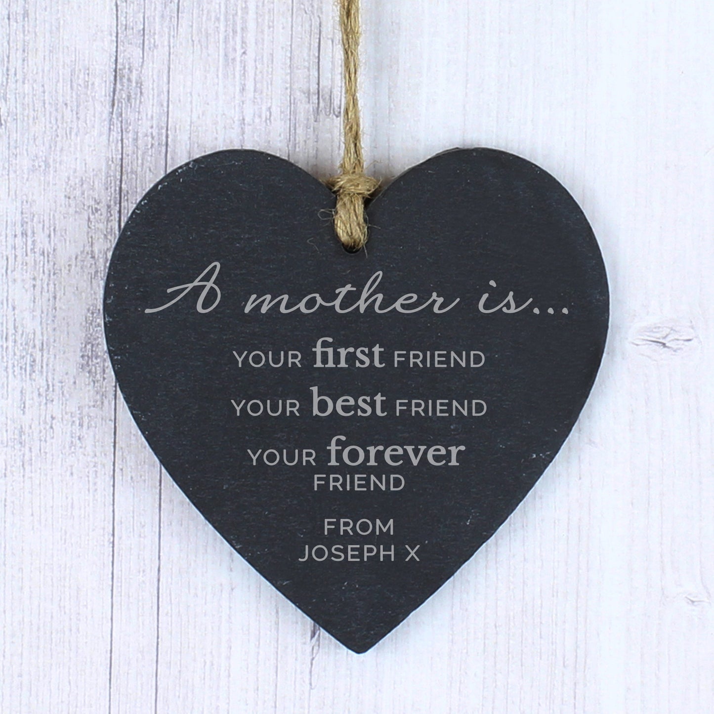 Personalised 'A Mother Is' Slate Heart Decoration from Heartfelt Gifts