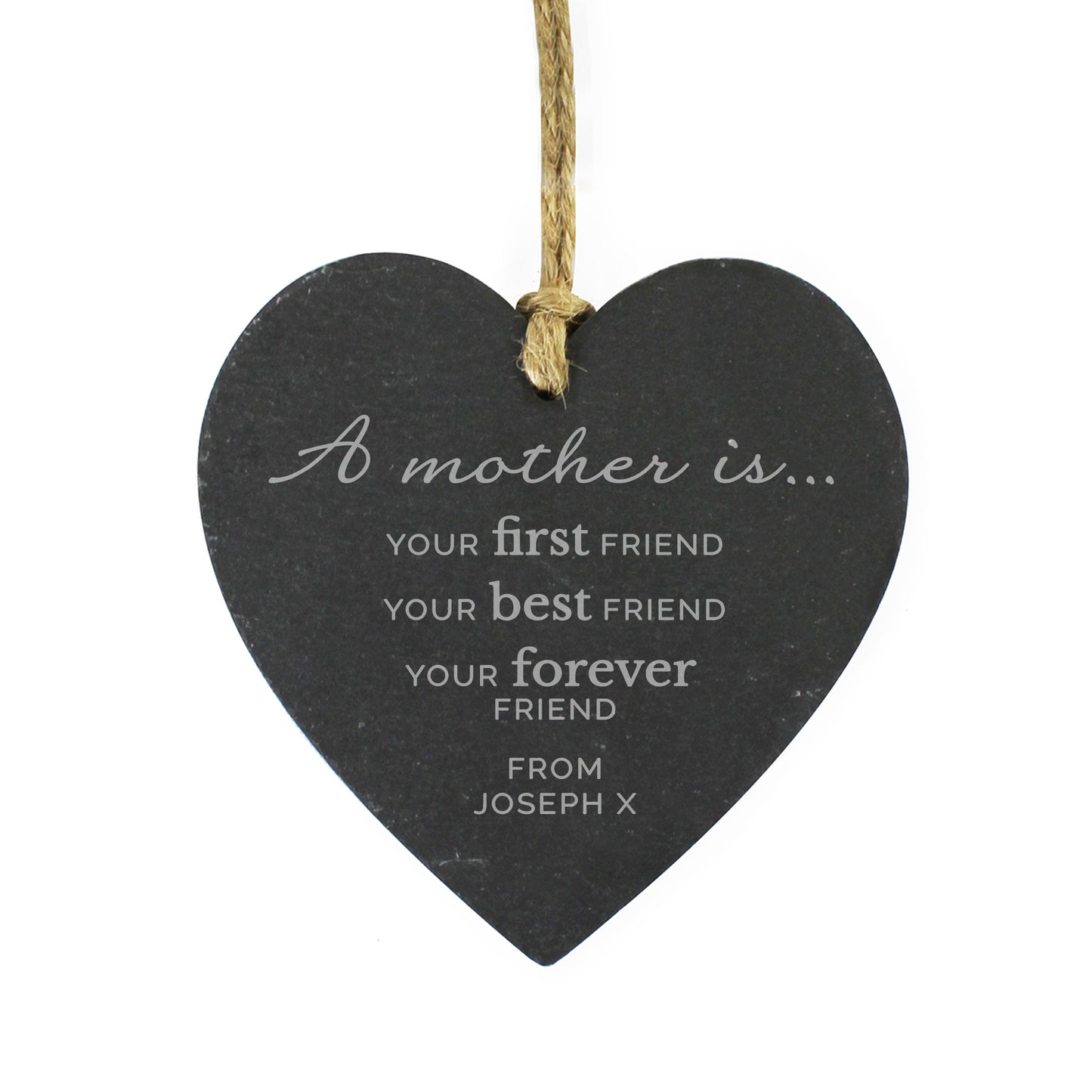 Personalised 'A Mother Is' Slate Heart Decoration - image 2