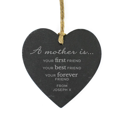Personalised 'A Mother Is' Slate Heart Decoration - image 2