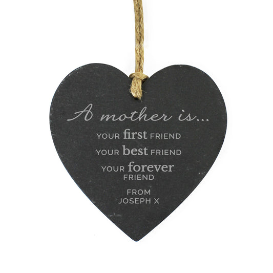 Personalised 'A Mother Is' Slate Heart Decoration - image 2