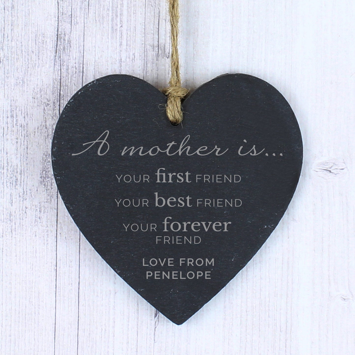 Personalised 'A Mother Is' Slate Heart Decoration - image 3
