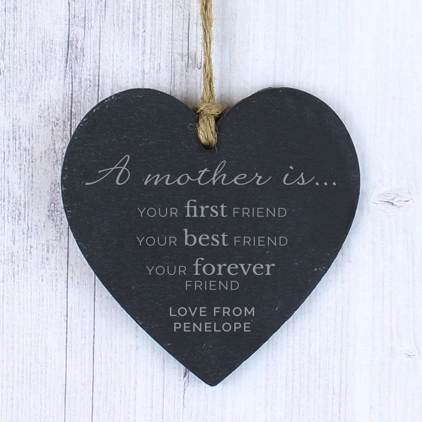 Personalised 'A Mother Is' Slate Heart Decoration - image 3