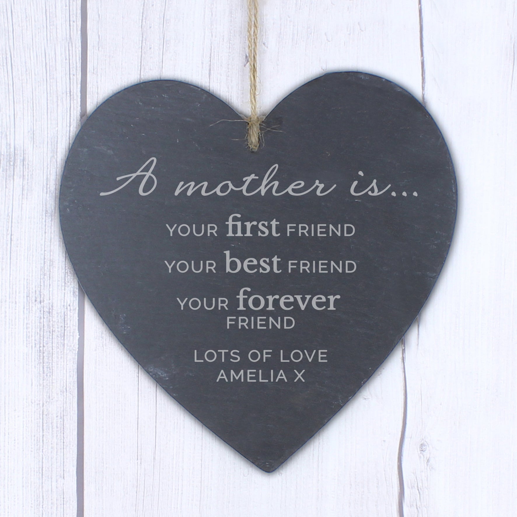 Personalised 'A Mother Is' Slate Heart Decoration - image 4