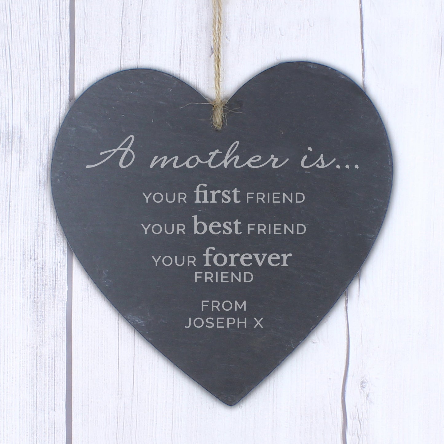 Personalised 'A Mother Is' Slate Heart Decoration - image 5