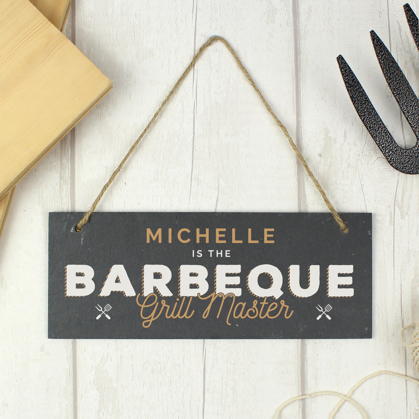Personalised ""Barbeque Grill Master"" Printed Hanging Slate Plaque - image 5