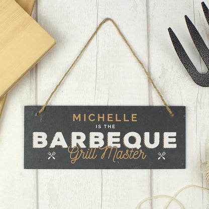 Personalised ""Barbeque Grill Master"" Printed Hanging Slate Plaque - image 5