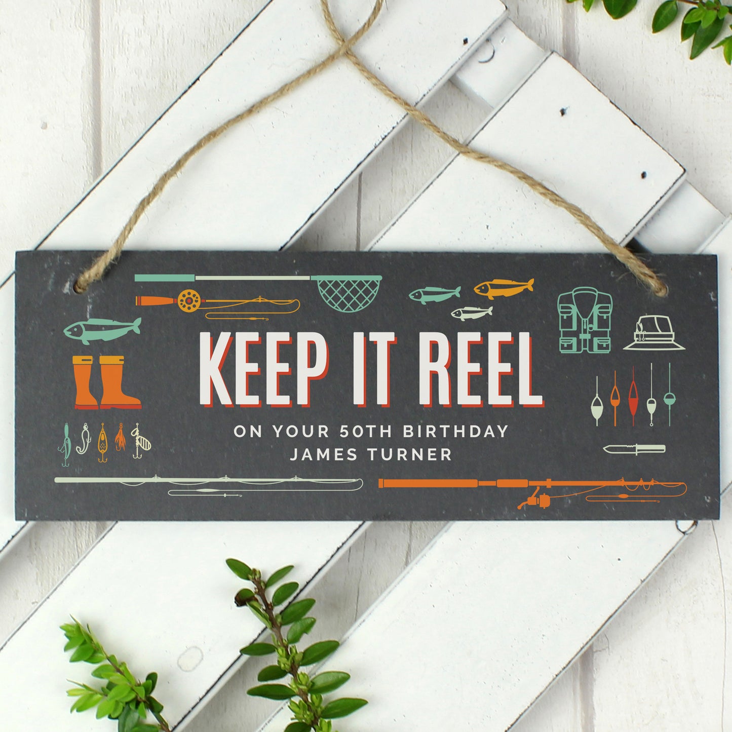 Personalised ""Keep It Reel"" Printed Hanging Slate Plaque from Heartfelt Gifts