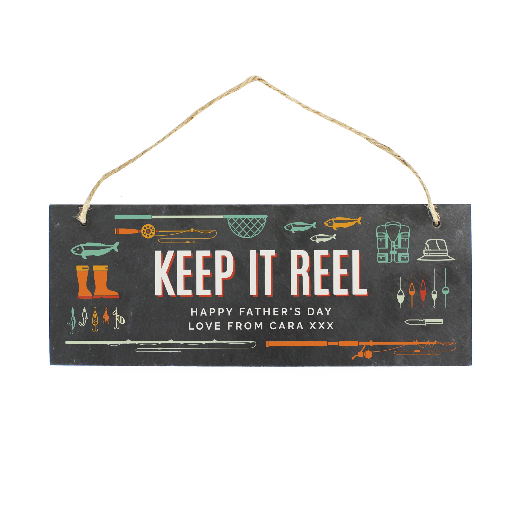Personalised ""Keep It Reel"" Printed Hanging Slate Plaque - image 2