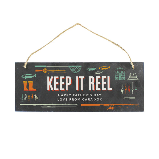 Personalised ""Keep It Reel"" Printed Hanging Slate Plaque - image 2