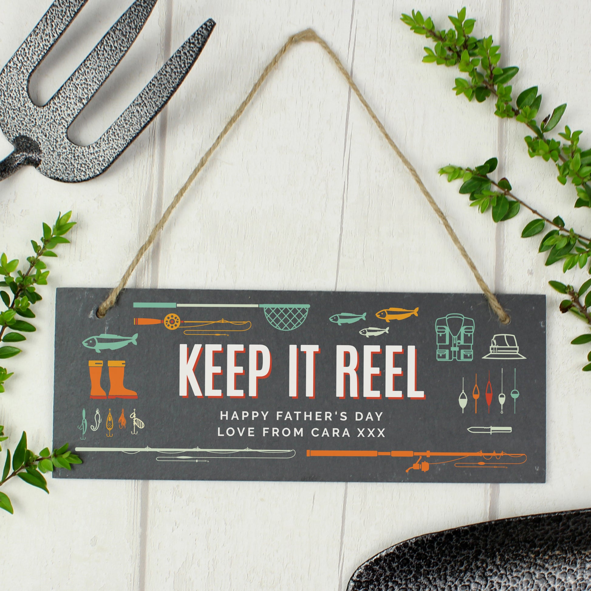 Personalised ""Keep It Reel"" Printed Hanging Slate Plaque - image 3