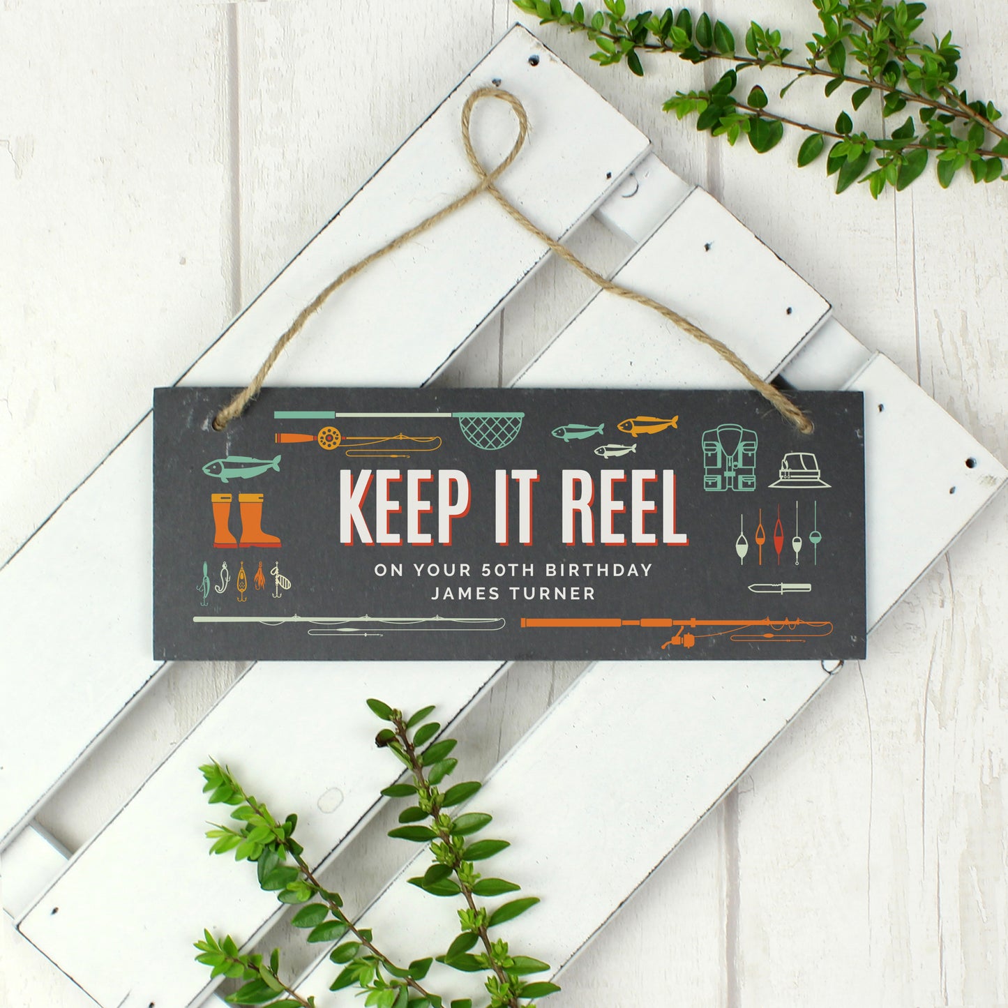 Personalised ""Keep It Reel"" Printed Hanging Slate Plaque - image 4