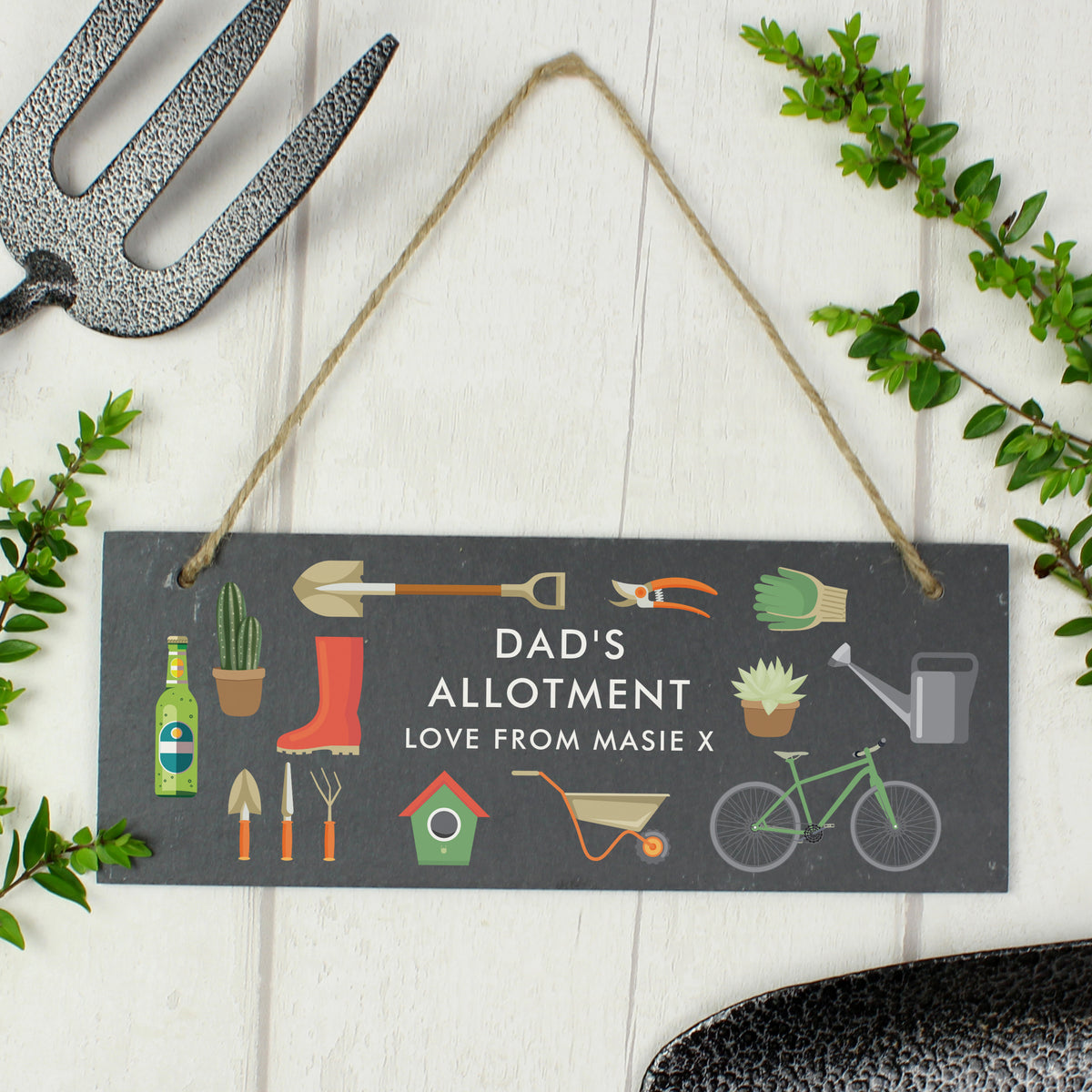Personalised Garden Printed Hanging Slate Plaque - image 3