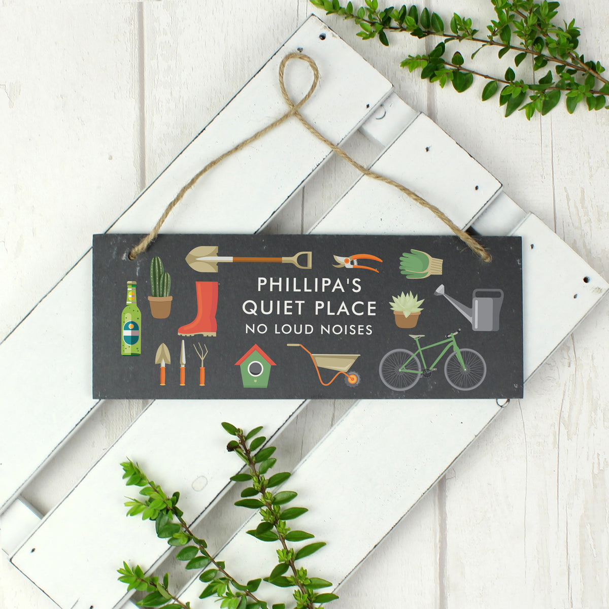 Personalised Garden Printed Hanging Slate Plaque - image 4
