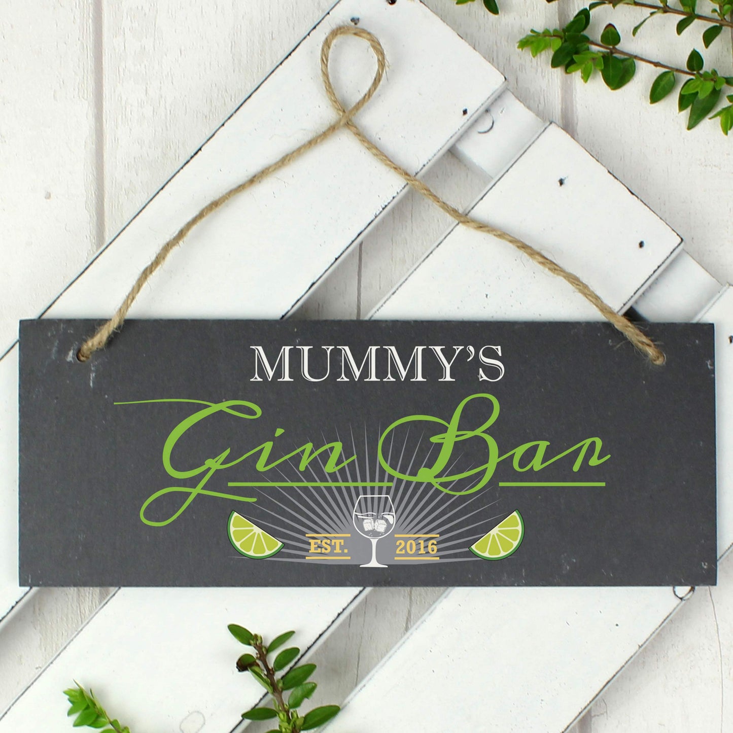 Personalised ""Gin Bar"" Printed Hanging Slate Plaque - image 6