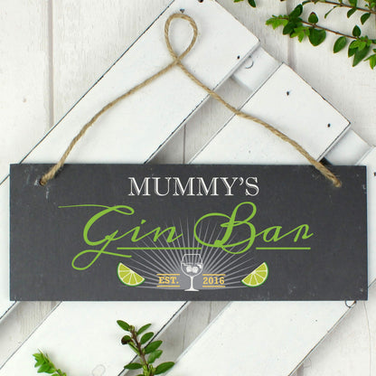 Personalised ""Gin Bar"" Printed Hanging Slate Plaque - image 6
