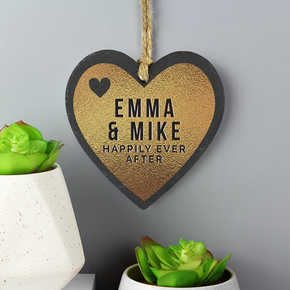 Personalised Gold Slate Heart Decoration - image 2