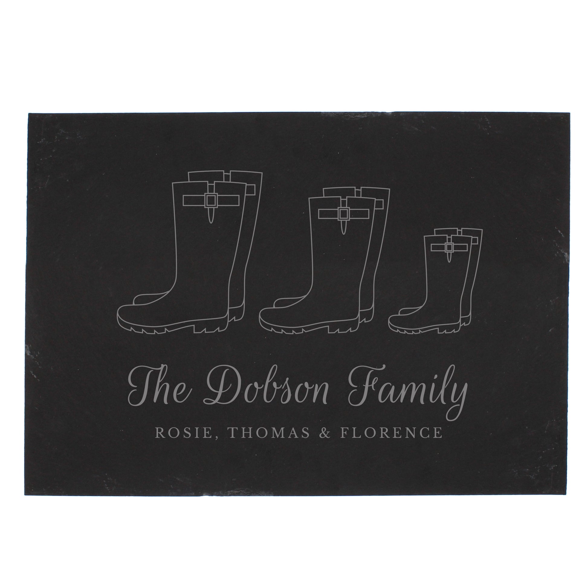 Personalised Welly Boot Family of Three Slate - image 2