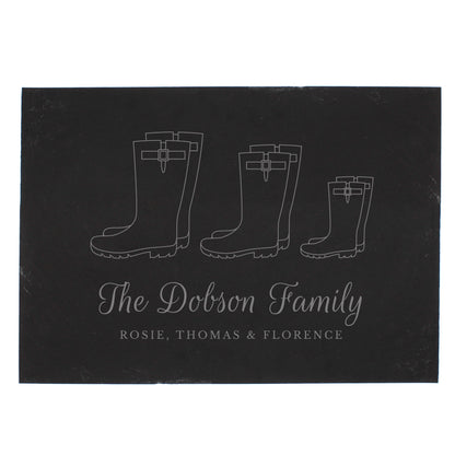 Personalised Welly Boot Family of Three Slate - image 2