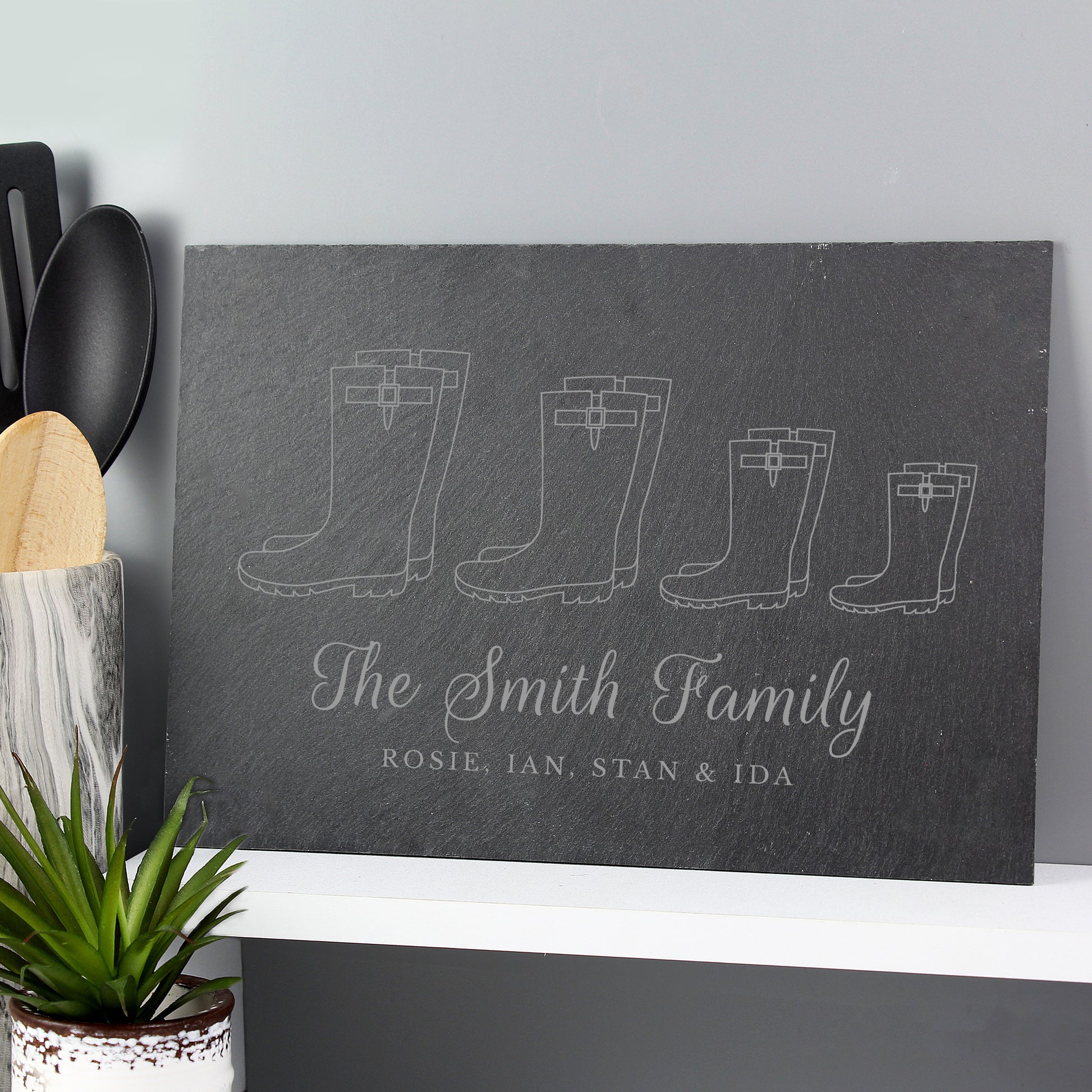 Personalised Welly Boot Family of Four Slate from Heartfelt Gifts