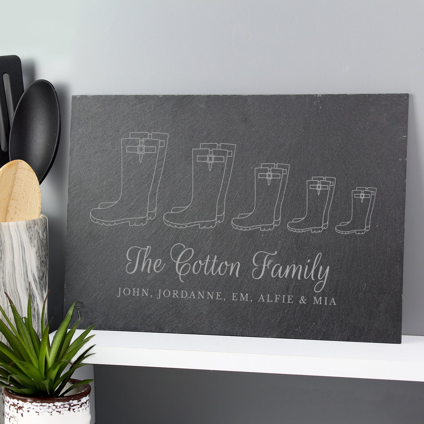 Personalised Welly Boot Family of Five Slate from Heartfelt Gifts