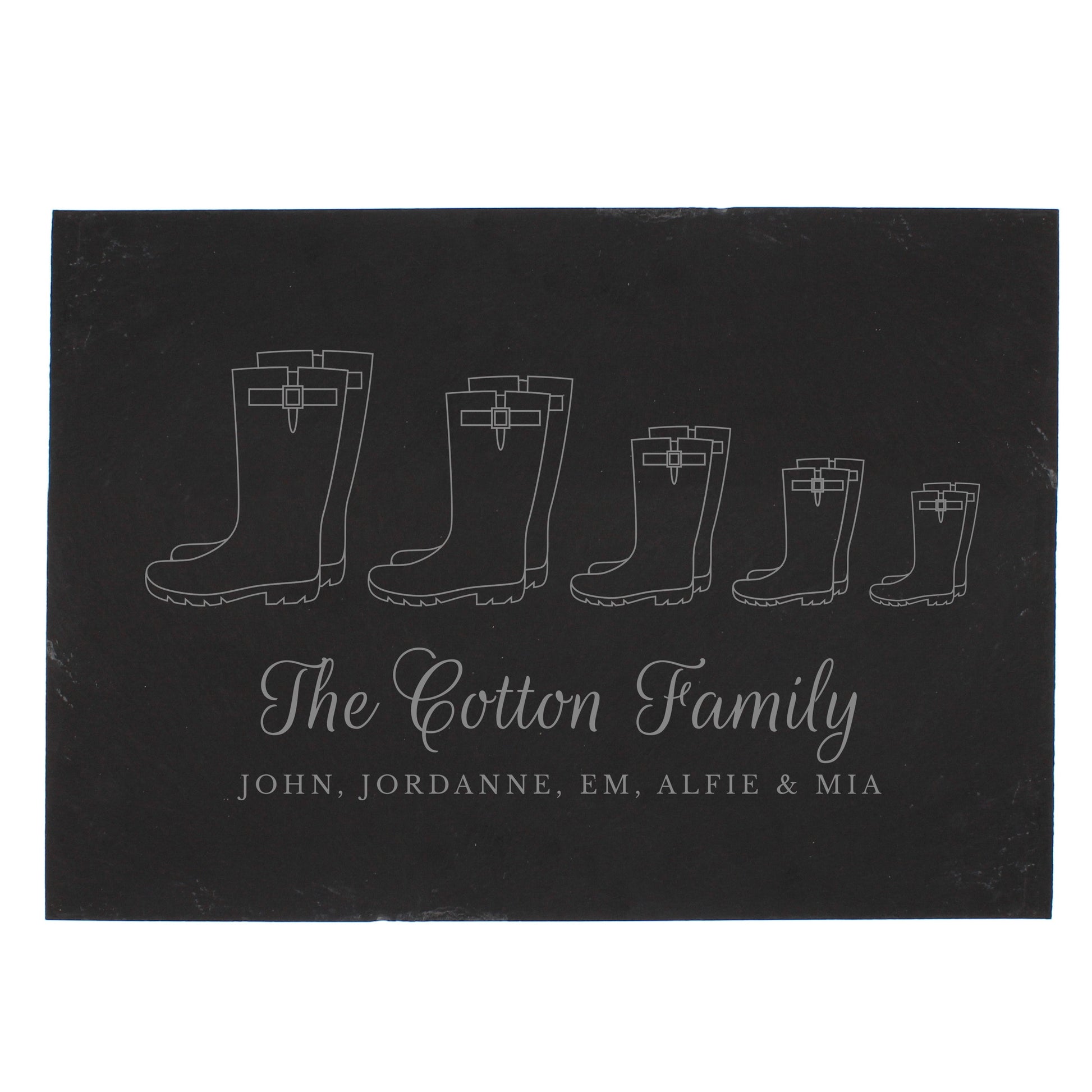 Personalised Welly Boot Family of Five Slate - image 2