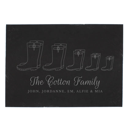 Personalised Welly Boot Family of Five Slate - image 2