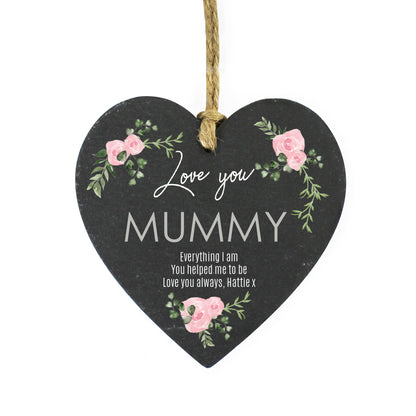 Personalised Abstract Rose Printed Slate Heart Decoration - image 2