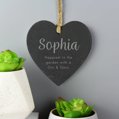 Personalised Free Text Slate Heart Decoration from Heartfelt Gifts