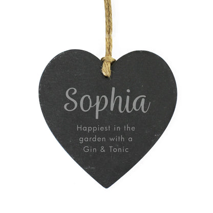 Personalised Free Text Slate Heart Decoration - image 2