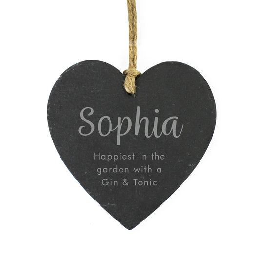 Personalised Free Text Slate Heart Decoration - image 2