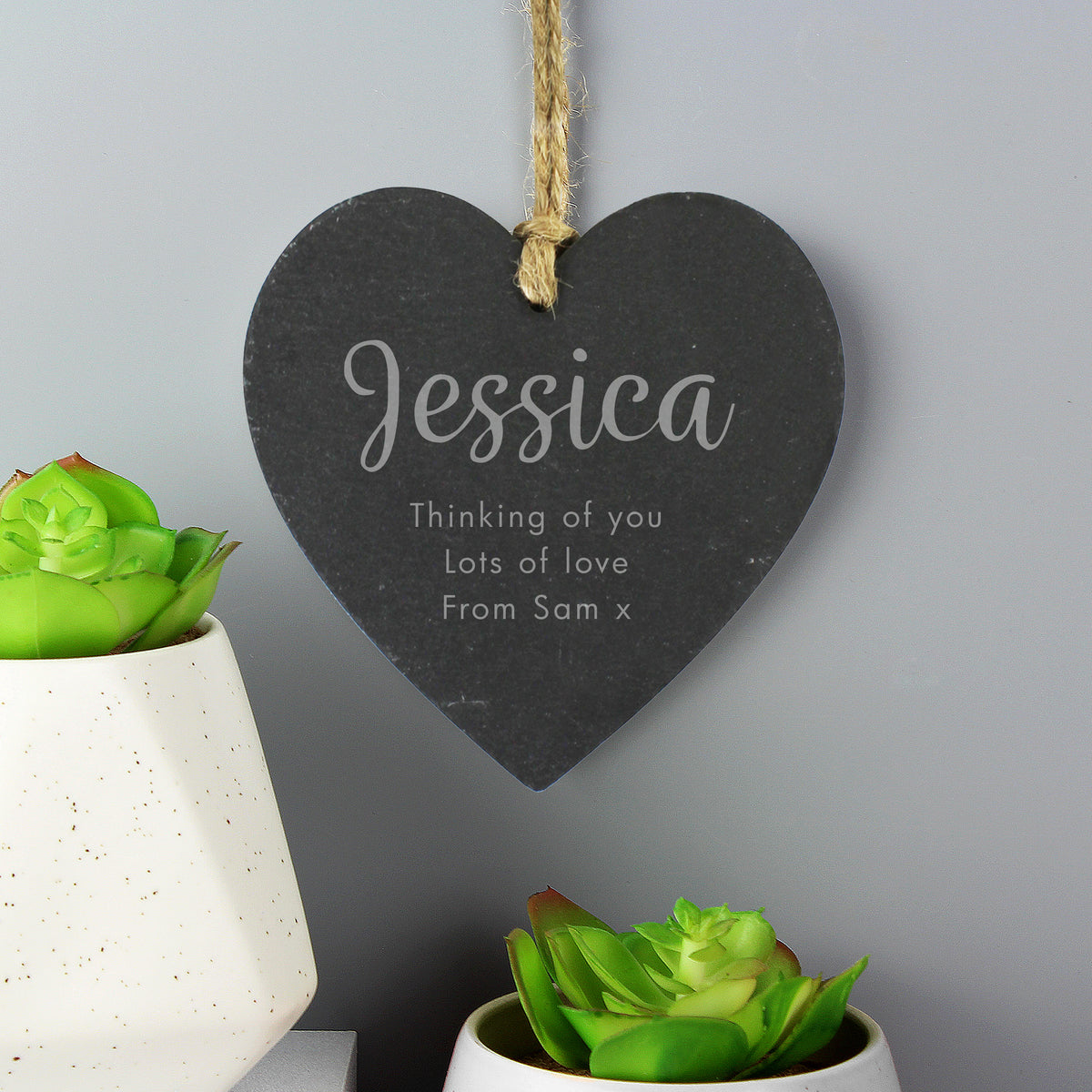 Personalised Free Text Slate Heart Decoration - image 3