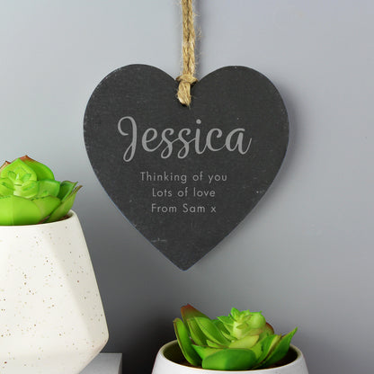 Personalised Free Text Slate Heart Decoration - image 3