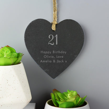 Personalised Free Text Slate Heart Decoration - image 4