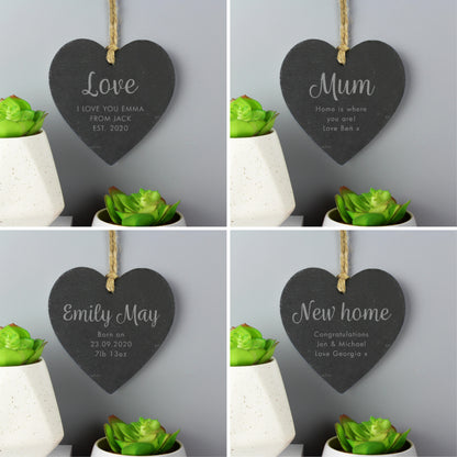 Personalised Free Text Slate Heart Decoration - image 5