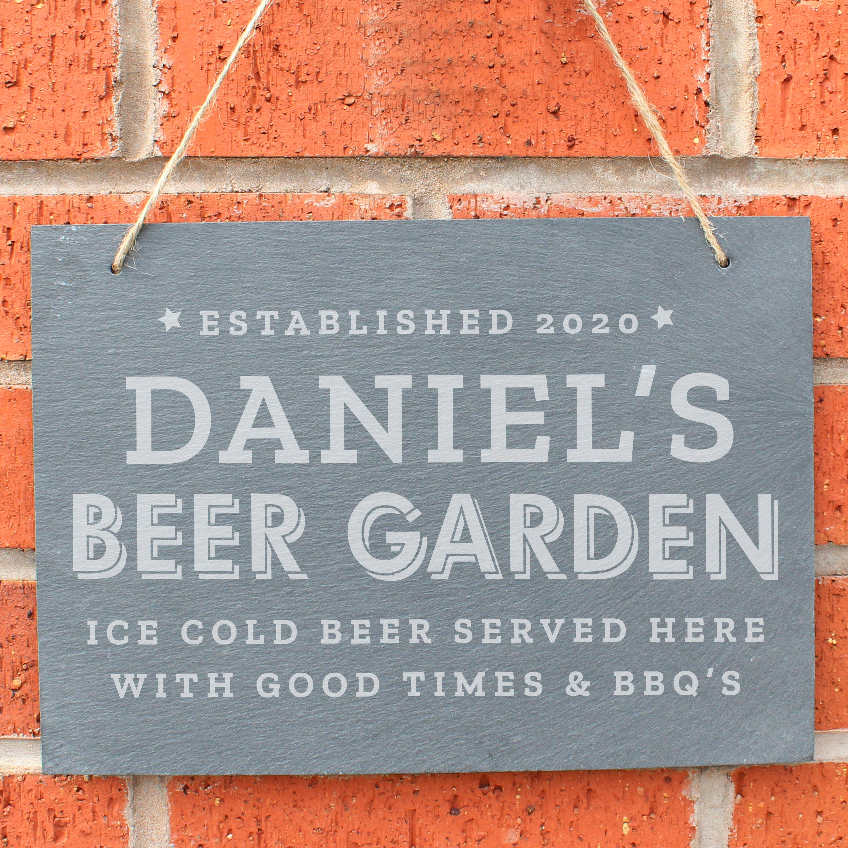 Personalised Beer Garden Hanging Large Slate Sign from Heartfelt Gifts