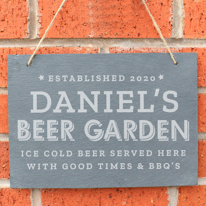 Personalised Beer Garden Hanging Large Slate Sign from Heartfelt Gifts