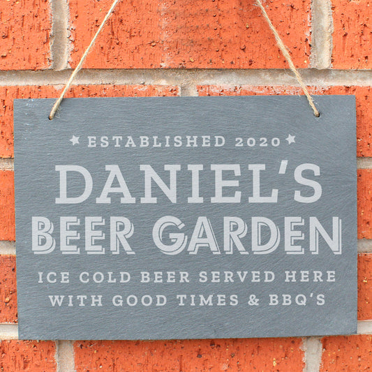 Personalised Beer Garden Hanging Large Slate Sign from Heartfelt Gifts