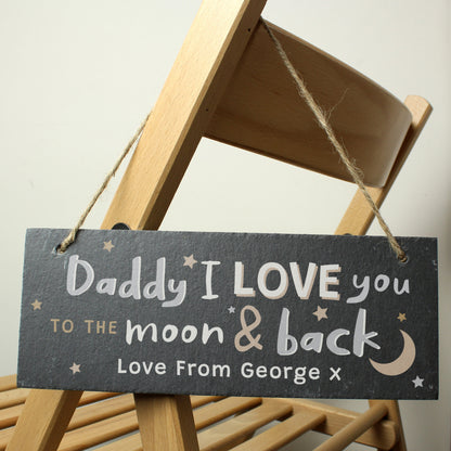 Personalised To the Moon and Back Hanging Slate Plaque from Heartfelt Gifts