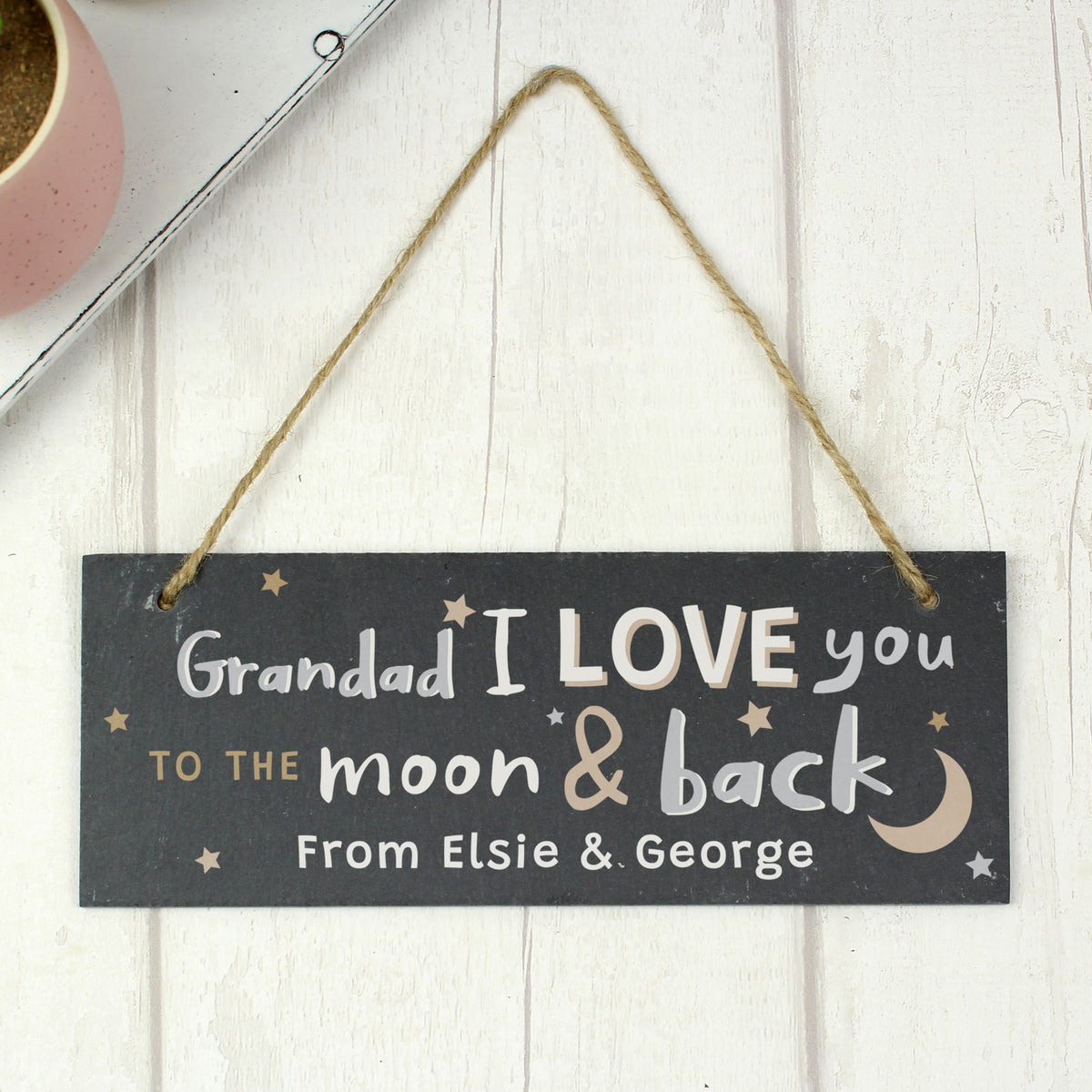Personalised To the Moon and Back Hanging Slate Plaque - image 3
