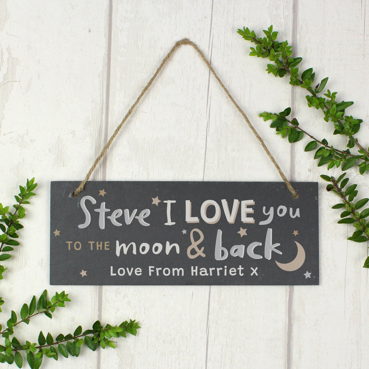 Personalised To the Moon and Back Hanging Slate Plaque - image 4