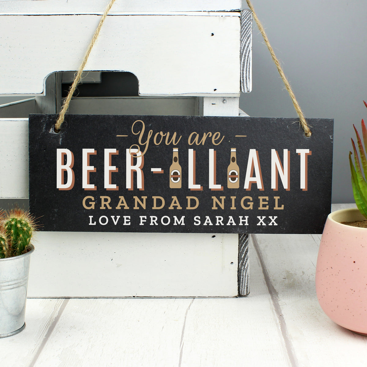 Personalised Beer-illiant Hanging Slate Plaque from Heartfelt Gifts
