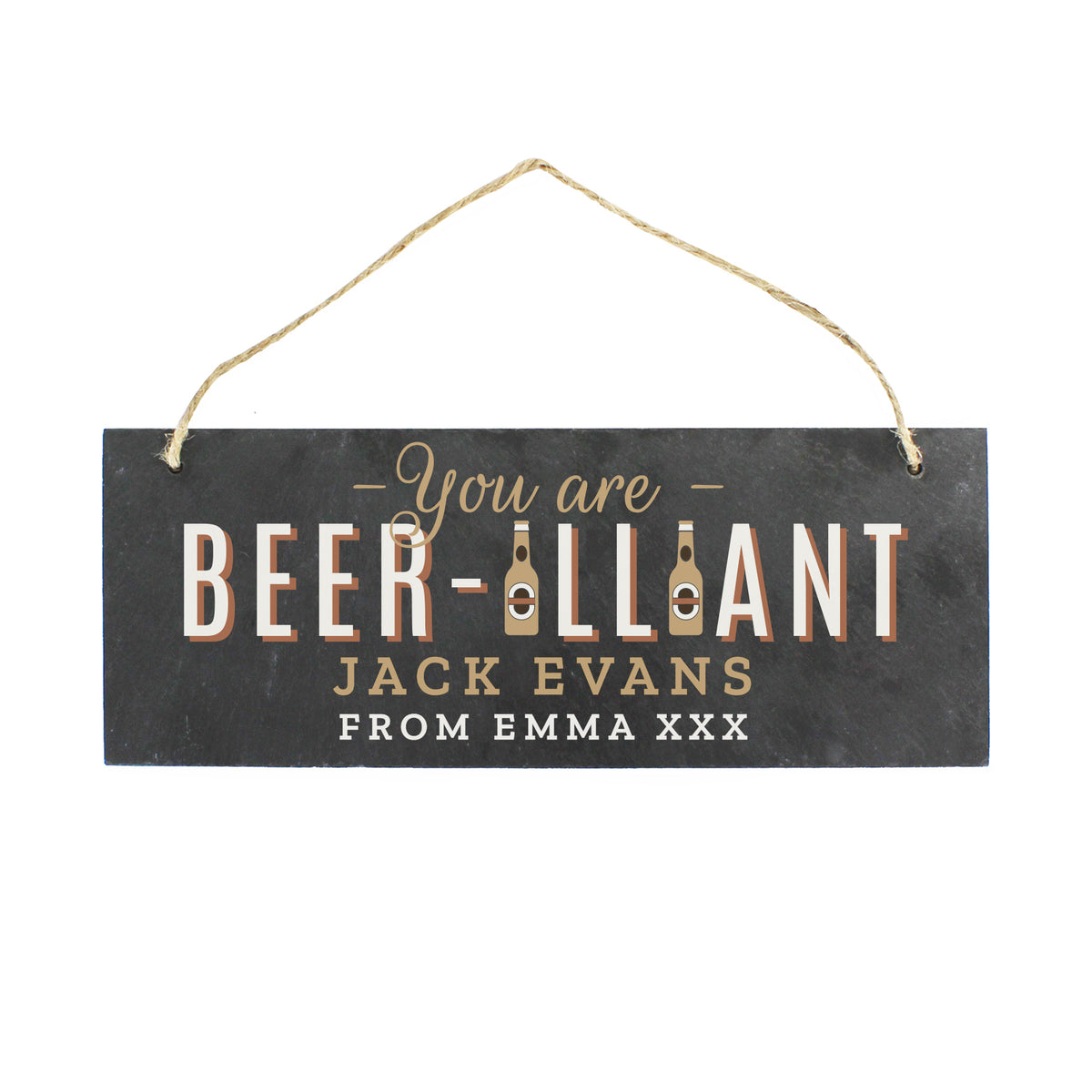 Personalised Beer-illiant Hanging Slate Plaque - image 2
