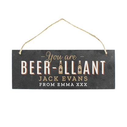 Personalised Beer-illiant Hanging Slate Plaque - image 2