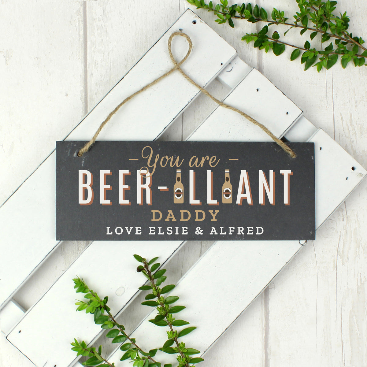 Personalised Beer-illiant Hanging Slate Plaque - image 3