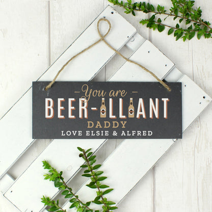Personalised Beer-illiant Hanging Slate Plaque - image 3