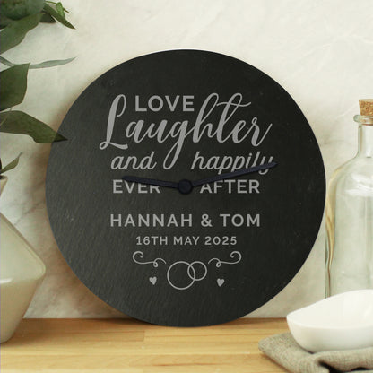 Personalised Love Laughter Slate Clock from Heartfelt Gifts
