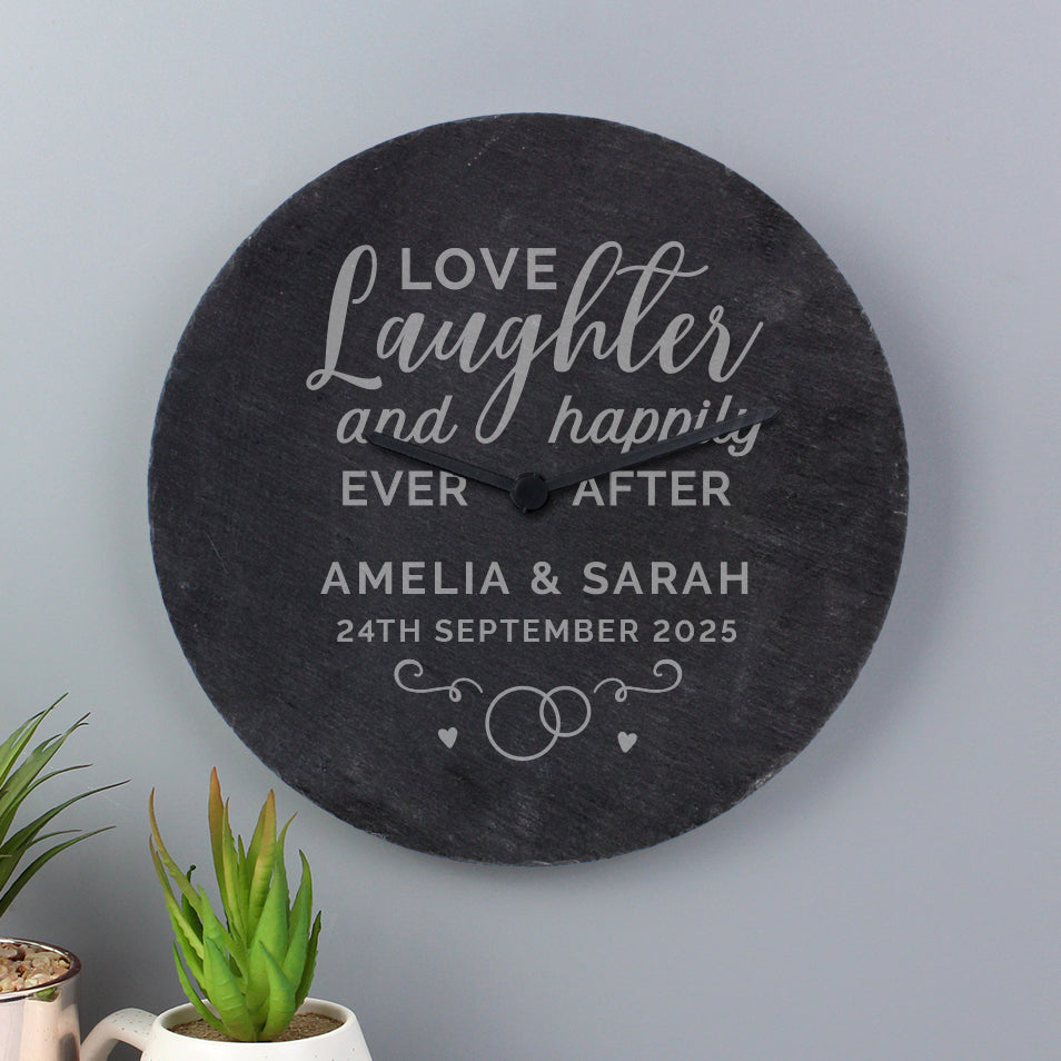Personalised Love Laughter Slate Clock - image 2