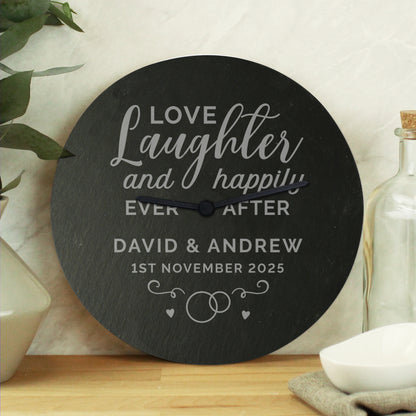 Personalised Love Laughter Slate Clock - image 4