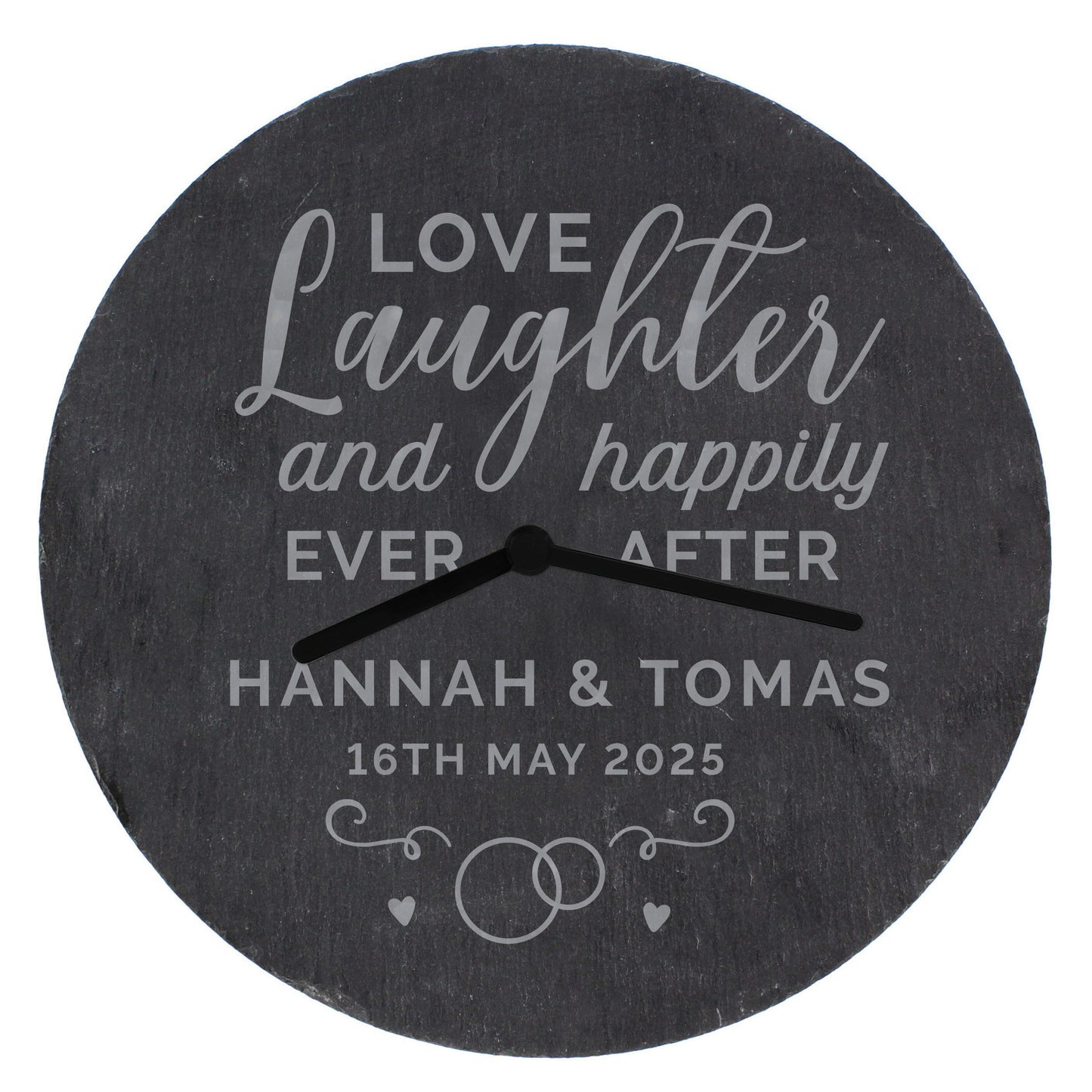 Personalised Love Laughter Slate Clock - image 5