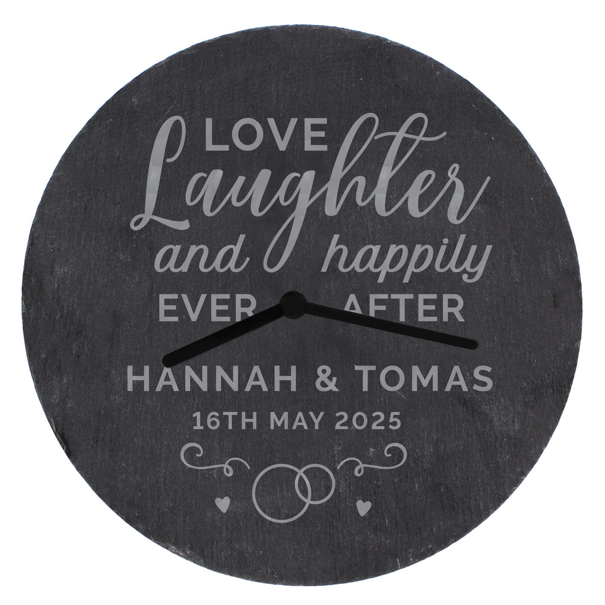 Personalised Love Laughter Slate Clock - image 5